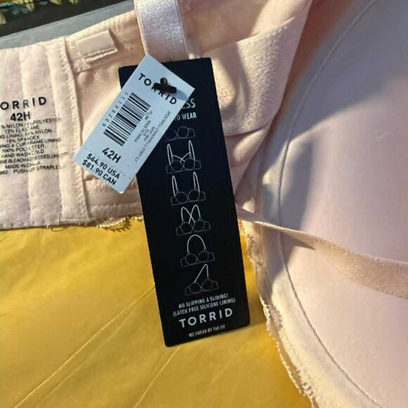 Torrid - Lace light pink bra pushup strapless - 42H - NEW w/tags - Picture 3 of 4